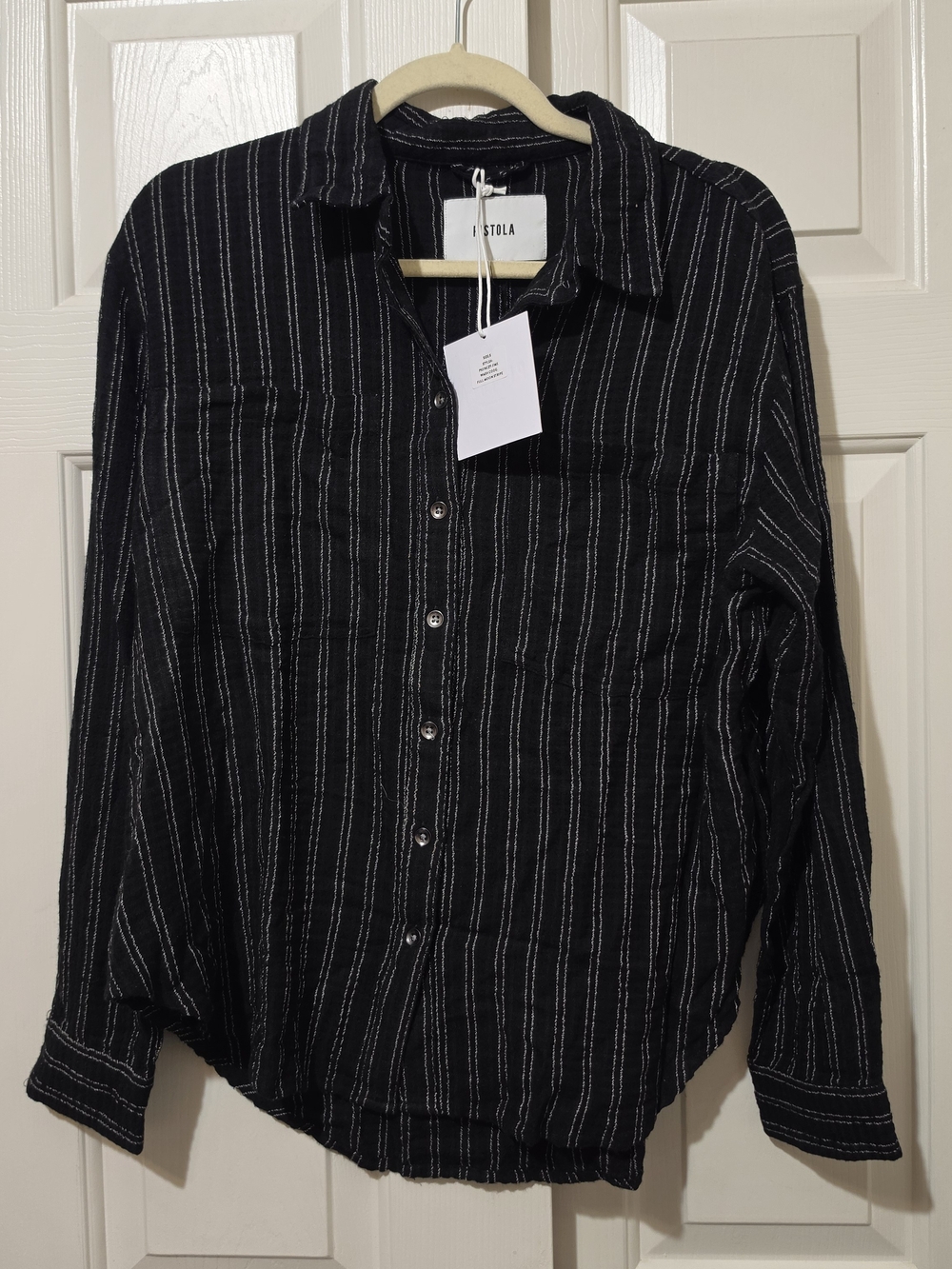 NWT Pistola Carissa Oversized Pocket Dolman Shirt in Full Moon Stripe Sz S